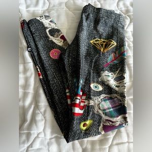 Kids leggings with “sticker” looking patterns